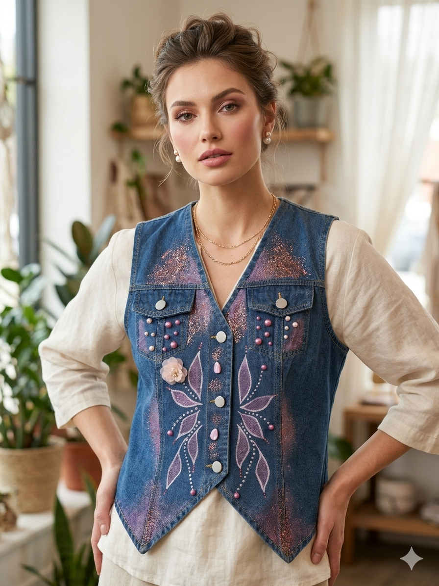 Gilet blu PINK ROSE TG. XL (pezzo unico)