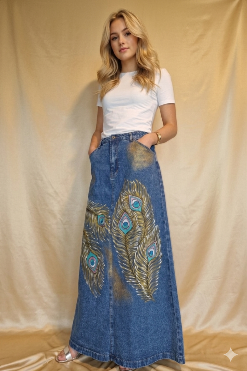 Gonna maxy in denim PAVONE TG. L (PEZZO UNICO)