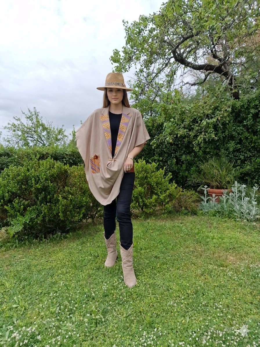 Poncho ARANCIO TG. UNICA oversize (pezzo unico)